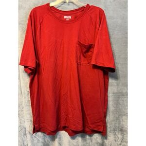Duluth Trading Co Mens Red Relaxed Fit Longtail T Shirt‎ Pocket 2XL